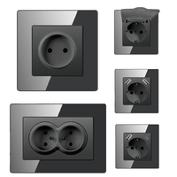 Prises murales électriques françaises standard européennes, unipolaires, étanches, panneau acrylique coloré, ports USB Type C, 220V 16A