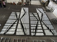 Bookmatch Villa Marbre blanc avec veines noires Carreaux de marche d'escalier en marbre blanc panda poli