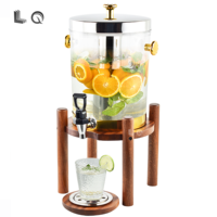 Distributeur de boissons en acier inoxydable pour hôtel, 8L, service traiteur, jus de fruits, boissons froides, seau à glace, qualité alimentaire, finition dorée