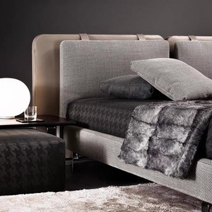 Contemporain Luxe Cuir tissu démonté Tête <span class=keywords><strong>de</strong></span> lit rembourrée Double Mariage Italien <span class=keywords><strong>pied</strong></span> lit en métal - Product Image 3