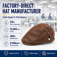 Casquette plate en faux daim à surpiqûres contrastées, style Ivy, pour hommes et femmes, marron foncé, avec détails rivets et boucle métallique ton sur ton, vente en gros