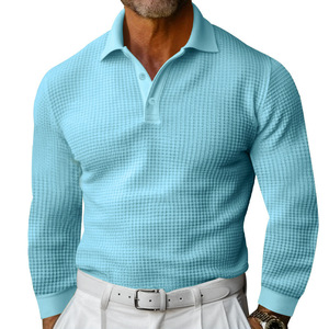 Custom Men <b>Waffle</b> Knit Short Sleeve for <b>Shirt</b> Printed Logo Front Breathable 210GSM 100% Polyester Golf Workwear Top - Product Image 5