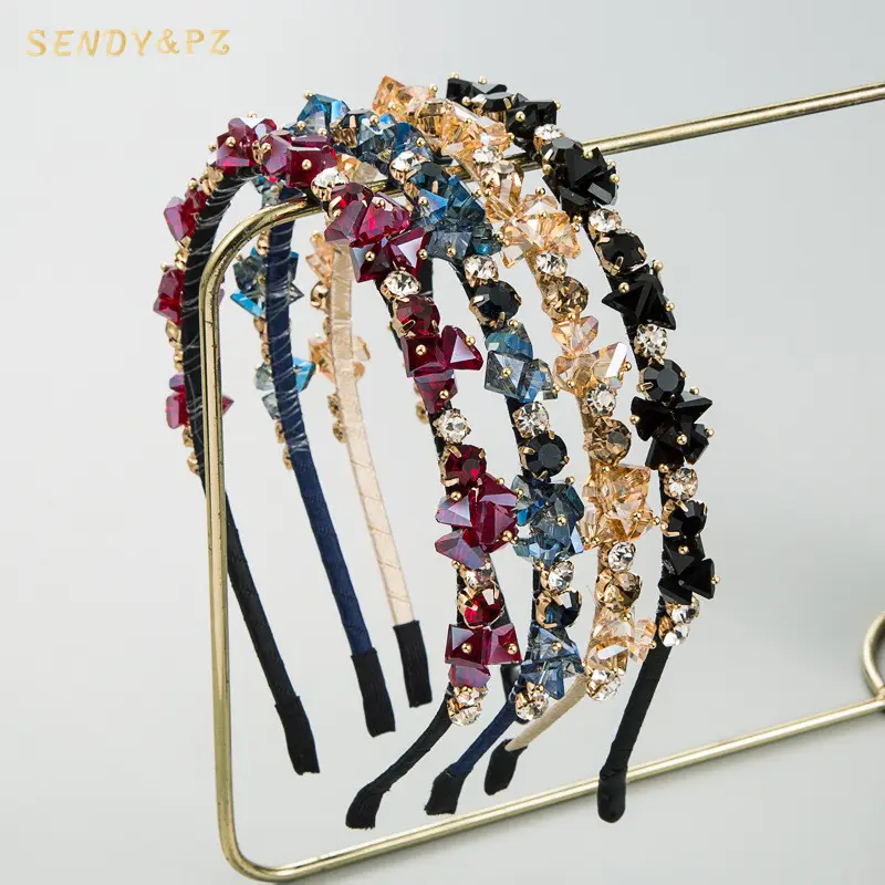 Bandeaux coréens de luxe en cristal et strass bandeaux pour cheveux bijoux de mode bandeau en diamant pour femmes vente en gros d'accessoires pour cheveux