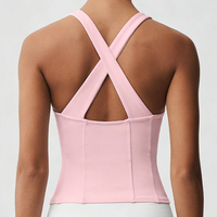 Soutien-gorge de sport dos nu pour femme, sensation seconde peau, antichoc, push-up, pour yoga, avec dos croisé, débardeur court pour la gym et l'entraînement