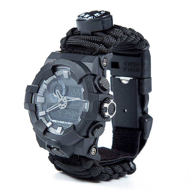 Hot Selling Multifunctional Outdoor Umbrella Rope Watch Night Vision Flint Shaped Cool Exquisite Details Camping Training Watch