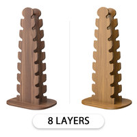 Ensemble de supports pour haltères en bois de haute qualité pour usage domestique, 8 paires, robustes et durables