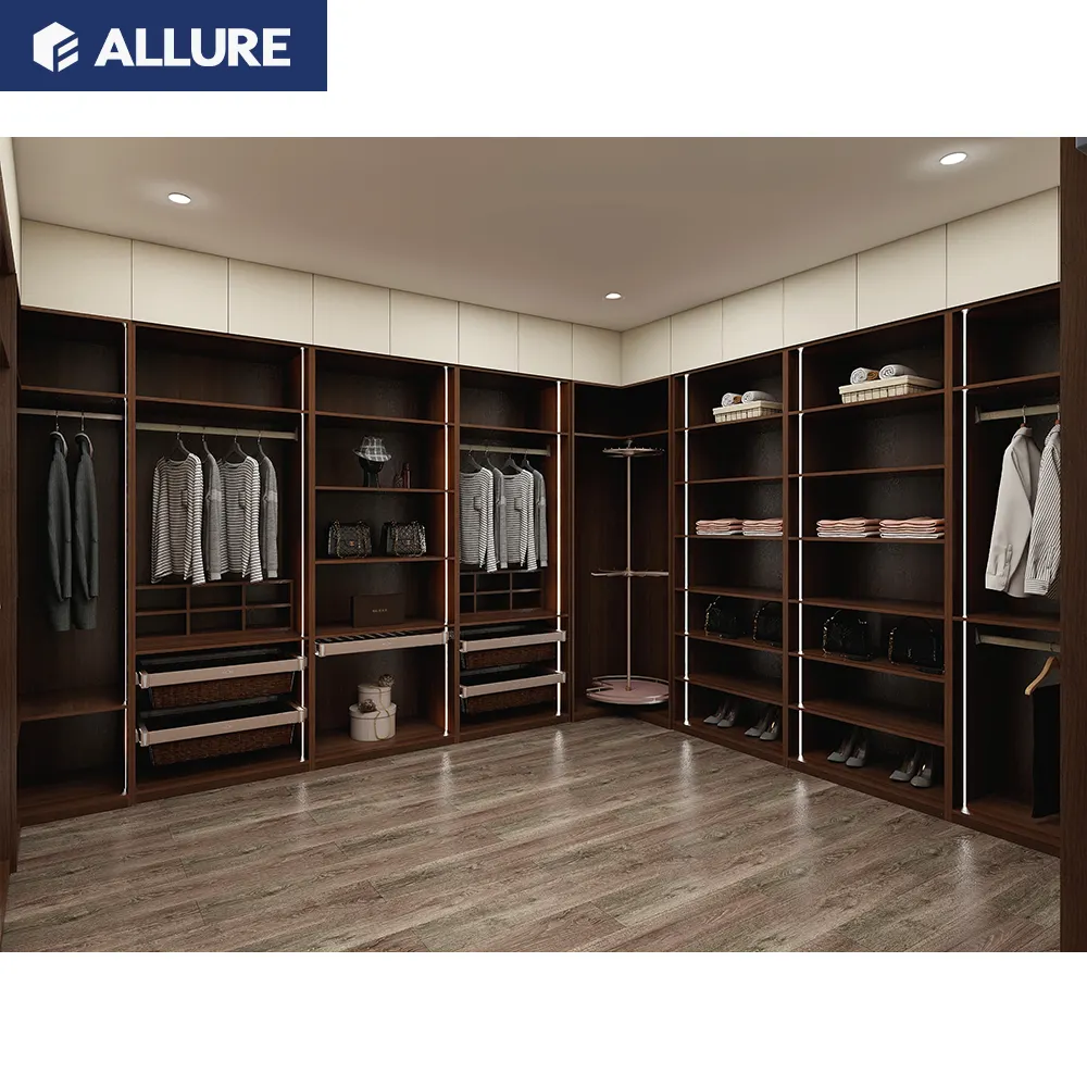 Allure Latest Hot Sale White Closet Small Glossy Pvc Complete Modern Custom Luxury Furniture Wardrobe Closet Board Shopping