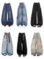 Celana Jeans Wanita High Waisted Model Baru, Longgar, Nyaman, Lurus, Ramah Lingkungan, Bernapas, 12oz, Cetak Sesuai Pesanan