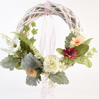 Couronne de fleurs décorative en rotin de haute qualité GY BSCI pour la saison printemps-été, pour la porte d'entrée