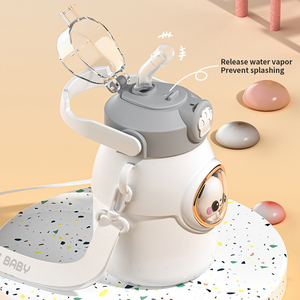 Bouteille d'eau en acier inoxydable de dessin animé 650 ml, thermos isolé pour enfants, <span class=keywords><strong>gourde</strong></span> pour enfants avec sangle et paille - Product Image 4
