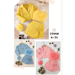 Abbigliamento per Bambine 4-7 Anni, Giacca a Maniche Lunghe, Gilet con Fiori 3D, Pantaloni, <span class=keywords><strong>Gonna</strong></span> con Borsa, Set 3 Pezzi, Outfit Popolare per Bambine - Product Image 2