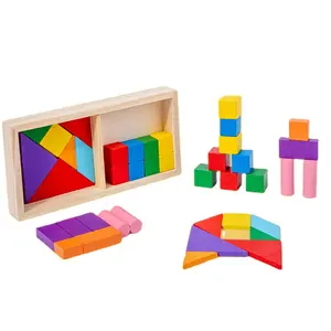 Cubo arcobaleno in legno Montessori impilabile forma geometrica colorata Puzzle matematica geometrica apprendimento sussidi didattici Box