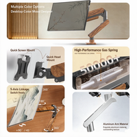 Support d'écran simple 17-35 pouces en alliage d'aluminium à ressort à gaz, capacité 2-9 kg, finition grain de bois foncé, pour fournisseurs de mobilier de bureau