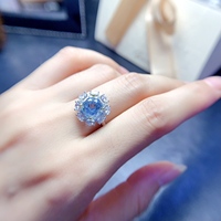 Natural Az Flower Halo Pendant Ring Set 925 Sterling Silver Hypoallergenic Fine Jewelry Luxury Party Gift Factory Wholesale