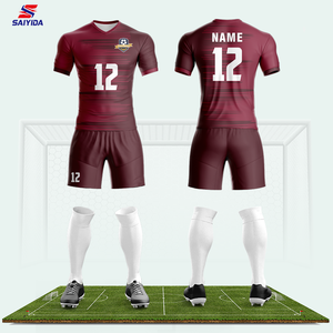 Venta al por mayor 100% de poliéster por encargo de los hombres de fútbol Jersey establece sublimación barata con el nombre de impresión Logo servicio OEM disponible - Product Image 4