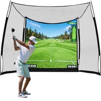 Filet de frappe de golf 11x8 pieds avec écran d'impact en maille métallique 5 plis, cage intérieure/extérieure pour simulateur de jardin et entraînement de swing complet
