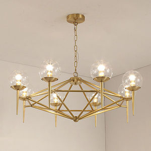 Zeal Lighting, superventas, pantalla de cristal E14, lámpara de araña nórdica moderna para sala de estar dorada - Product Image 4