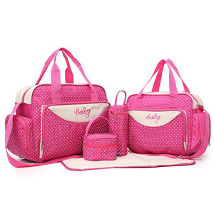 Conjunto de bolsa de pañales para bebé de gran capacidad con diseño de puntos, bolso de viaje de maternidad con cambiador y accesorios - Product Image 2