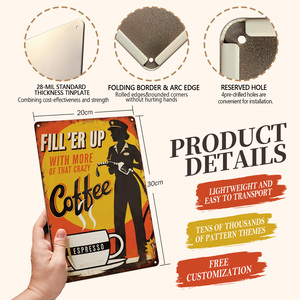 Insegne in Latta all'Ingrosso, Targhe Vintage in Metallo 20x30cm, Poster in Metallo Personalizzati Retrò per Arredamento Casa, Club, <span class=keywords><strong>Caffè</strong></span> - Product Image 3