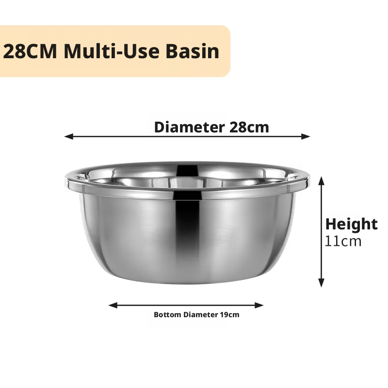 Bassin multi-usage argenté 28 cm