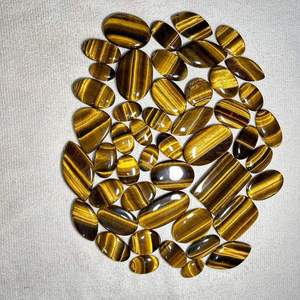 Piedra Preciosa Natural de Ojo de Tigre Amarillo Dorado de la Mejor Calidad, Corte Cabujón, Forma Mixta, Procedente de Rajasthan, para la Elaboración de Joyas - Product Image 5