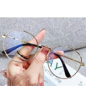 Nuevas <span class=keywords><strong>gafas</strong></span> antiazules Venta al por mayor Moda Metal Fame Retro Redondo Unisex Ojo Espejo de luz plana - Product Image 3