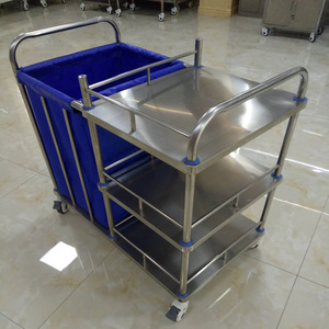 Carrito Médico de Acero Inoxidable 960x550x800mm de 3 Niveles con Bolsa para Residuos, Mobiliario Hospitalario, Diseño Industrial Duradero - Product Image 3