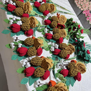 Bouquet di Fiori Natalizi Fai-da-Te all'Uncinetto, Fiori Artificiali Eterni Lavorati a Mano con Pigne e Babbo Natale per Decorazioni Natalizie e Regali Festivi - Product Image 6