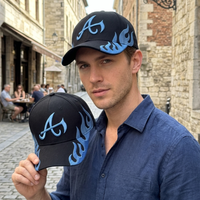Casquette de baseball personnalisée avec broderie flamme bleue, logo 3D, personnalisation OEM, panneau avant structuré, Gorras de sport pour hommes