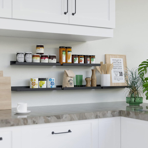 Étagère <span class=keywords><strong>murale</strong></span> flottante moderne <span class=keywords><strong>avec</strong></span> <span class=keywords><strong>rebord</strong></span> pour rangement, lot de 5 étagères murales flottantes noires pour décoration <span class=keywords><strong>murale</strong></span> - Product Image 3