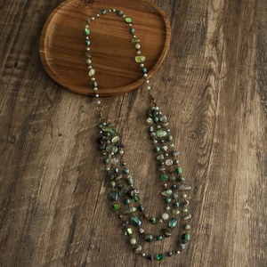 <span class=keywords><strong>Jh</strong></span> Thời Trang Bohemian Đồ Trang Sức Liên Kết Chuỗi Ba Cách Mặc 3 Lớp Đá Tự Nhiên Tinh Thể Thủy Tinh Vỏ Chuỗi Vòng Cổ - Product Image 2