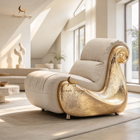 Fauteuil de salon en cuir de luxe moderne italien en laiton, design artistique, pour villa et grand appartement, service tout-en-un