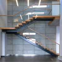 Hochwertige Moderne Gerade Treppe mit Holzstufen und Trägerkonstruktion für Villen