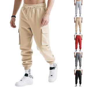 Pantalon cargo épais pour homme, automne-hiver, taille élastique, fermeture à cordon, multi-poches, décontracté, sport, survêtement - Product Image 2