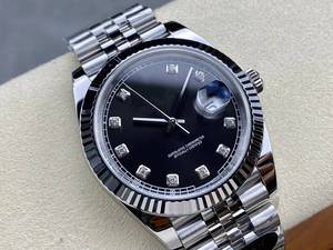 Reloj Mecánico de Lujo de Super Calidad, Resistente al Agua, 41 mm, Acero CFactory 904L, Movimiento 3235, Esfera Negra con Diamantes, Correa Jubilee - Product Image 2