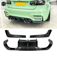Diffuseur arrière 3 pièces en fibre de carbone pour BMW F80 M3 F82 M4 2015-2020 – Lame de pare-chocs arrière, spoiler, séparateur, kit carrosserie aérodynamique amélioré