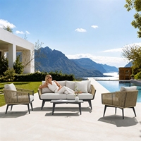 Ensemble de canapés modulaires d'extérieur SUNYARD de qualité commerciale en osier tressé résistant aux intempéries pour terrasse, café, restaurant, jardin