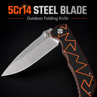 Couteau pliant en acier 5CR14 avec manche G10, couteau tactique de survie en plein air, couteau de camping EDC