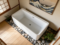 Baignoire carrée moderne autoportante en acrylique, baignoire d'angle, spa intérieur/extérieur pour projets hôteliers