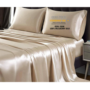 High End Collection 19mm 22mm 25mm <strong>Silk</strong> Fitted Sheet Flat Sheet <strong>Silk</strong> Bed Sheet Ultra Soft Pure Mulberry <strong>Silk</strong> <strong>Bedding</strong> <strong>Sets</strong> - Product Image 6