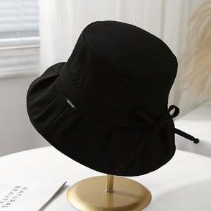 Chapeau Bob d'été décontracté pour femme et fille, protection solaire, design plissé avec nœud - Product Image 5