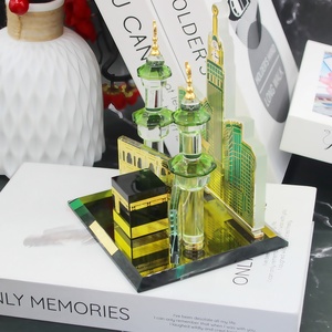 Popular en el Medio Oriente, decoración de cristal musulmán con forma de Kaaba, funciona con pilas, duradera, regalo artesanal de escritorio con diseño de Torre del Rey. - Product Image 1