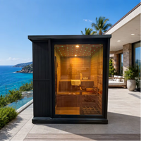 Sauna traditionnel moderne le plus vendu, sauna sec en cèdre et hemlock noir pour 4 à 6 personnes, idéal pour jardin et villa