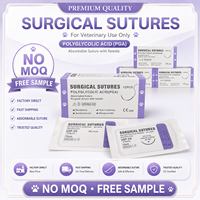 Kit de Suture Chirurgicale Vétérinaire PGA avec Aiguille Stérile EO et Fil, Boîte de 12 Pièces Résorbables pour la Fermeture des Plaies d'Animaux