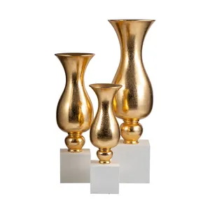 Gold Hochzeit Mittelstücke Blumen form Hohe Boden vasen Dekor Hochzeit Blumenvase Hochzeit Tisch dekoration