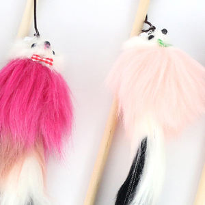 Juguete para Gatos Ecológico de 40 cm, Estilo Clásico Simple, de Madera y Plástico, con Plumas y Ratón, para Jugar - Product Image 5