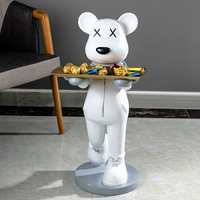 Statue d'ours en résine de style européen - Décoration d'intérieur peinte à la main, jouet d'art pour la Saint-Valentin, cadeau pour le salon
