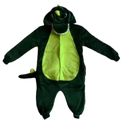 T-rex kostum Jumpsuit dinosaurus, piyama hijau untuk anak laki-laki dan perempuan