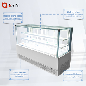 Vitrine réfrigérée pour gâteaux, vitrine à gâteaux en verre à bords carrés pour boutique <span class=keywords><strong>de</strong></span> desserts - Product Image 2