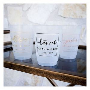 Vasos de Plástico Flexibles Personalizados de 10 Oz, Románticos, Reutilizables, Resistentes a los Golpes, para Playa, Recuerdos de Boda - Product Image 6